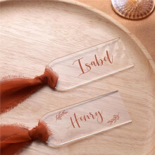 50Pcs Clear Acrylic Place Cards, 3.5"L X 1.8"W DIY Blank Hanging Tags, Perfect for Wedding Table Decor
