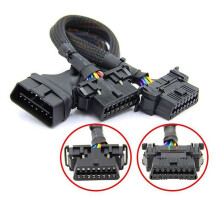 2PCS 2 IN 1 OBD2 Extension Cable OBDII Male to 2 Female Splitter Car Computer Connection Conversion Plug Socket 30CM