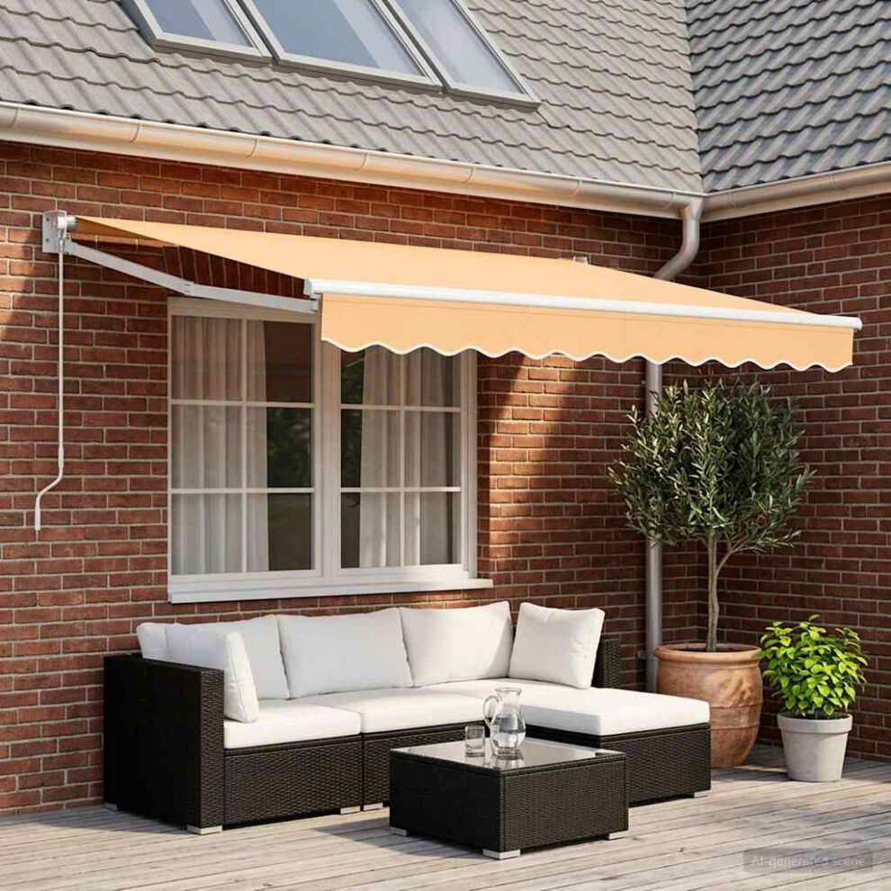 Vidaxl Retractable Awning Sand 3.5 X 2 M 100% Polyester And Aluminium