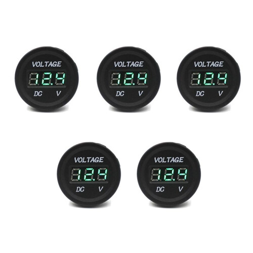 5X Car Motorcycle Waterproof LED Digital Display Voltmeter 12V-24V  (Green)