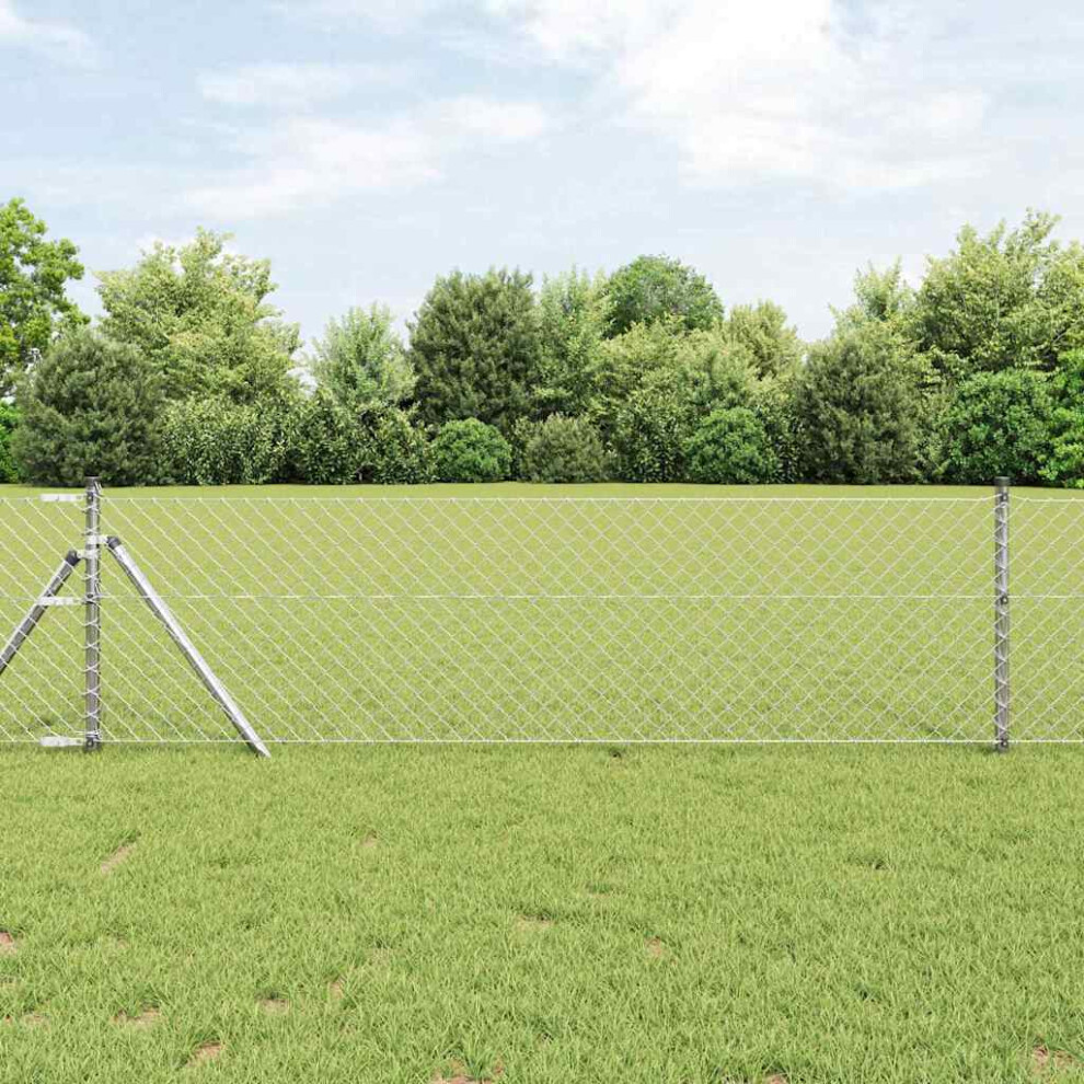 Vidaxl Ground Fix Welded Wire Fence 25 X 0.6 M Silver Mesh