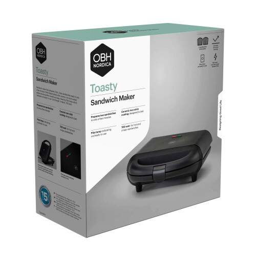 Sandwichgrill, Keramikplatten, 2-Scheiben, 700 W, Schwarz 2