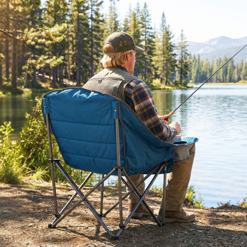 Oversized Camping Chair with Cup Holder - Blue, 500 lbs Capacity 2