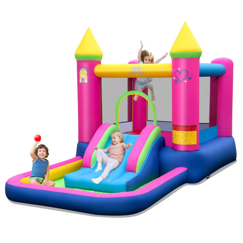 Inflatable Princess Bounce House with Slide & Ball Pit 2