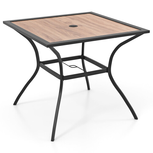 Square Patio Dining Table, Brown & Black, Metal Frame 2