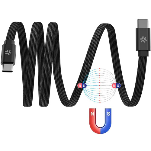 USB-C to USB-C Cable 60W, Magnetic Braided, 1m Black 2