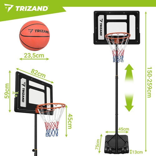 Aro de baloncesto ajustable con tablero y balón 1