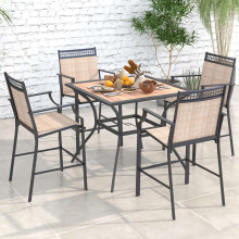 Square Patio Dining Table, Brown & Black, Metal Frame