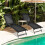 Outdoor Chaise Lounge Set, Adjustable Backrest, Black 1