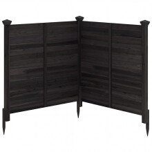 Outdoor Fir Wood Privacy Fence - Black, 2 Panels