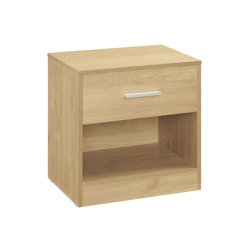 Bedside Table - Wood - Straw Yellow - With Drawer and Open Compartment