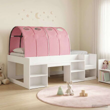 vidaXL Bed with Tunnel 4 pcs White and Pink Engineered Wood