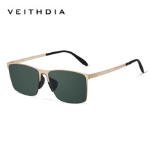 (Original Package, green) VEITHDIA Brand Fashion Sunglasses Stainless Steel High-definition Nylon Lens Polarized UV400 Eyeglasses For Men Women, 8212