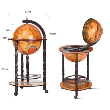 Wijnrek Globe Bar op wielen voor wijn 47 x 47 x 90 cm bruin