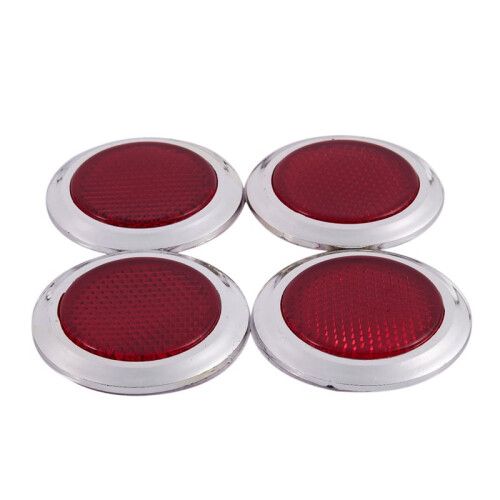 40 Pcs Auto Car Plastic Round Reflective Reflector Sticker Red 2