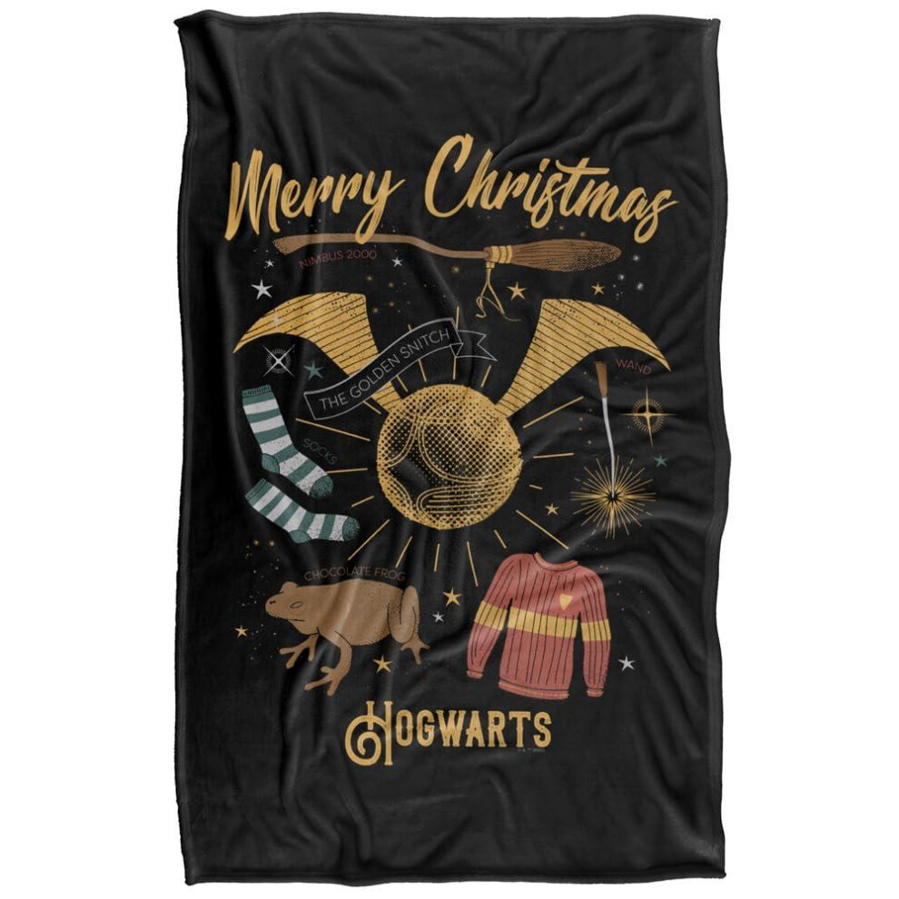Harry Potter (147Cm X 91Cm, Multicoloured) Unisex Adult Merry Christmas From Hogwarts Throw
