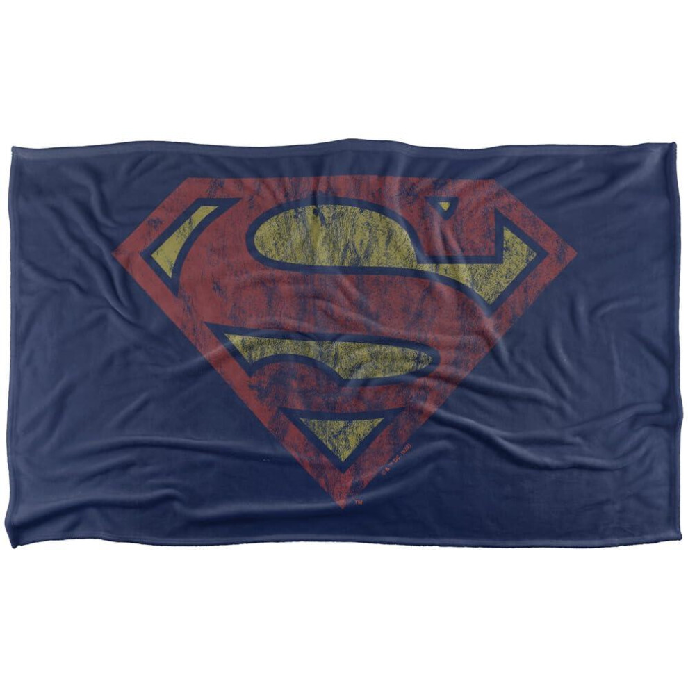 Superman (152Cm X 127Cm, Vintage) Distressed Logo Blanket