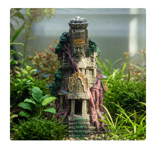 Aquariumtempelornament, grotschuilplaats van polyhars