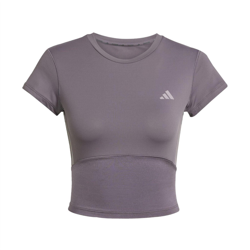 Adidas (8 Uk - 10 Uk, Clay Strata) Womens/Ladies Hyperglam Stripe Detail Fitted Crop Top