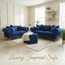 (3 Seater, Royal Blue Velvet) Luxury 1 2 3 Seater Sofa Imperial Sofa 3+2 Set Corner Sofa Velvet Couch Armchair SETTEE