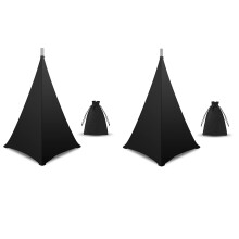 2X Speaker Stand Cover, DJ Speaker Stand Tripod Scrim Skirt with Carry Bag, 360 Degree Black Cover for Wedding
