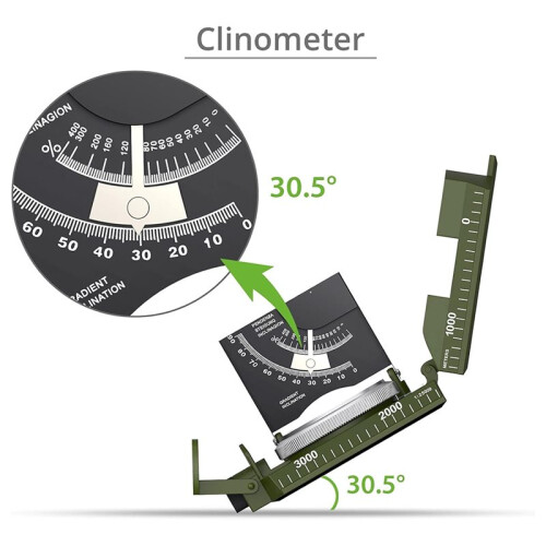 IP65 Lensatic Sighting Compass with Clinometer, Waterproof Navigation Compass for Hiking Survival Camping 2