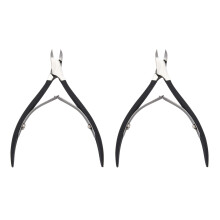 2X Nail Cuticle Pusher Tweezer Cutter Nipper Clipper Dead Skin Remover Manicure Black