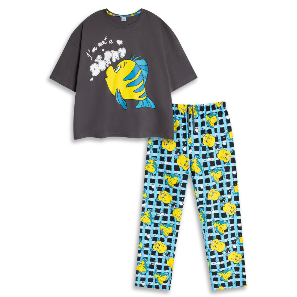 Disney (Medium) The Little Mermaid Short Sleeve Long Leg Pyjama Set (Womens Grey)