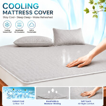 (Light Grey, 120x200cm) Housse de matelas rafraîchissante adaptée au lit-couvre-lit gaufré respirant Ultra-doux avec technologie d'évacuation de