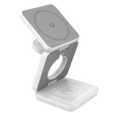 Foldable 3-N-1 Wireless Charger Magnetic Wireless Charging Station for Smartphones / Watches / Earphones White