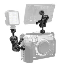 3X Double 1/4 Adapter Magic Arm Crab Clamp 3/8 Mount Light Field Monitor Camera Stand Bracket - Black