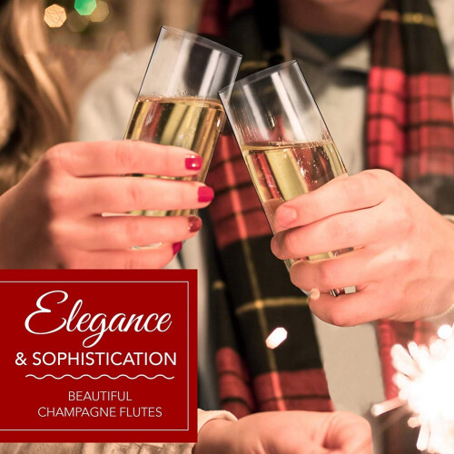 48 Stemless Plastic Champagne Flutes - 9 Oz Plastic Champagne Glasses Clear Unbreakable Toasting Glasses Disposable 1