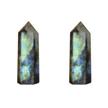 2X Pietra di Colonna di Cristallo Labradorite Naturale Quarzo Obelisco Colonna di Cristallo Bacchetta Punto Pietra Curativa Decorazioni per la