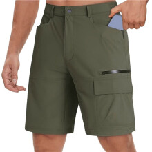 Herrens Vandrings Cargo Shorts Snabbtorkande Lättvikt Sommar Casual Shorts Arbete Utomhus 5 Fickor Armégrön L