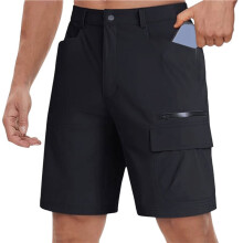 Men'S Hiking Cargo Shorts Quick Dry Light-Weight Summer Casual Shorts Work Outdoor 5 Pockets Black L