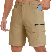 Herrens Vandrings Cargo Shorts Snabbtorkande Lättvikt Sommar Casual Shorts Arbete Utomhus 5 Fickor Kaki M