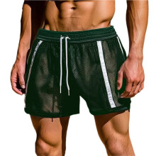 Men'S Mesh See Through Shorts Breathable Sheer Elastic Waist Shorts Beach Watershort Lounge Pants Green XL