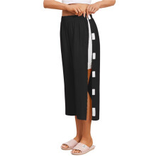Women'S Tear Away Breakaway Cropped Pants Hip Knee Ankle Replacement Adaptive Magic Tape Wide Leg Black M