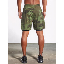 Herren-Fitness- und Laufshorts, 2-in-1, Schnelltrocknende Trainingsshorts Tarngrün M