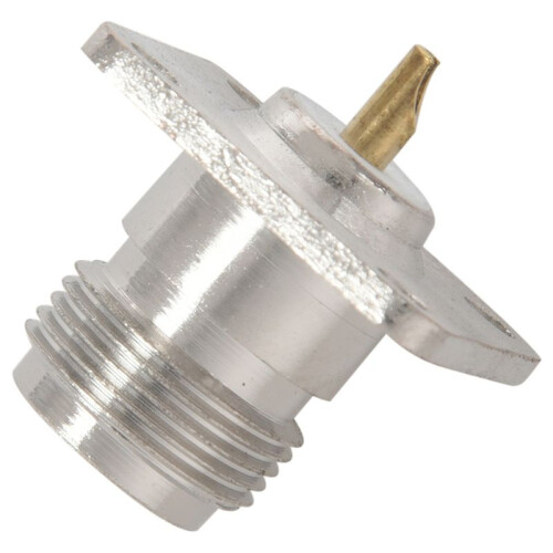3X N Type Female Jack RF Coax Connector 4-Hole Panel Mount with Solder Cup,Silver 2