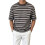 Men'S Short Sleeve Knit Stripe Shirt Crewneck Classic Regular Fit Basic Sweater Pullover Top Gray M 1