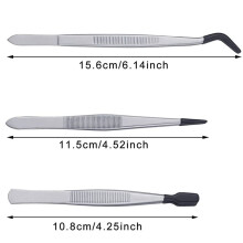 9 Pieces Tweezers with Rubber Tips Tweezers PVC Coated Tweezers Set, Rubber Straight and Flat Tip Tweezers Black