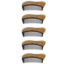 5X Natural Green Sandalwood Hair Comb - No Static Wooden Fine Tooth Black Horn Comb (Green Sandalwood)