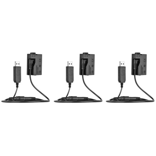 3X DR-E8 Dummy Battery with  Power Bank USB Adapter Cable Replacement for LP-E8 for   550D 600D DSLR Cameras