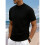 Herren-Strickpullover mit Stehkragen und Kurzen Ärmeln, Lässiger Slim-Fit-Pullover Schwarz L 2