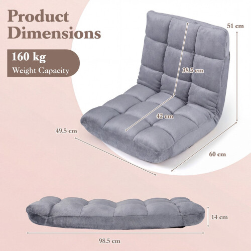 14-Position Adjustable Cushioned Floor Chair, Velvet 2