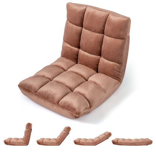 Adjustable Floor Chair, 14-Position, Flannel, Beige