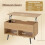 Lift-Top Coffee Table 80cm, Hidden Storage, 2 Shelves 5