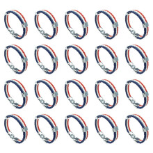 20X Jewelry Bracelet, France French Flag Bracelet, Alloy, White Red- (Width 14 Mm, Length 23 Cm)