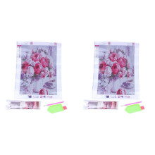 2X Diy Round Drill Diamond Painting Stitch Mosaics Full Cover Embroidery"Coffee & Rose"Diamond Embroidery
